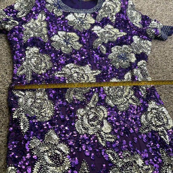 Vantage Joan Leslie slik sequins beaded evening dress size medium purple sliver - Picture 13 of 13